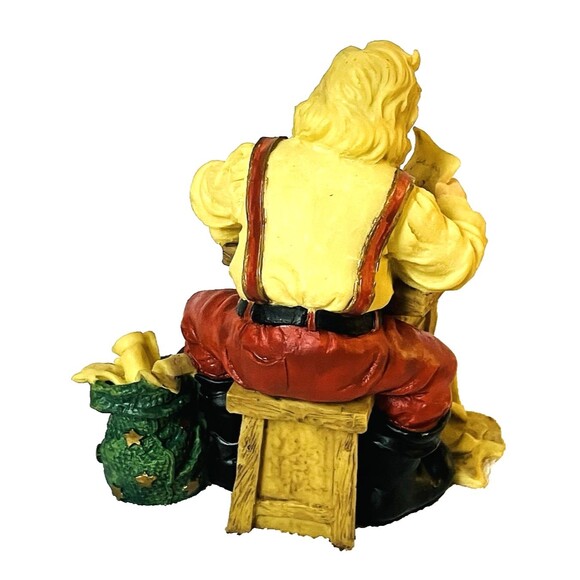 Santa and Elf Vintage Figurine Toys Checking Christmas List 6" Stocking Hanger - Picture 4 of 14